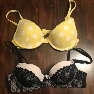 EUC Bras, Yellow Polka Dot 36B and Black/White 36C